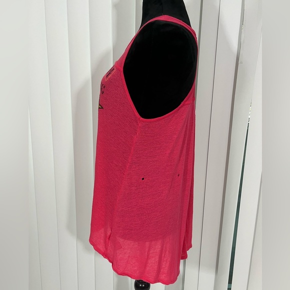 📍AFFLICTION Y2K Black Label Skull Print Lightweight Tank Top Racer Back Pink L - Picture 2 of 8